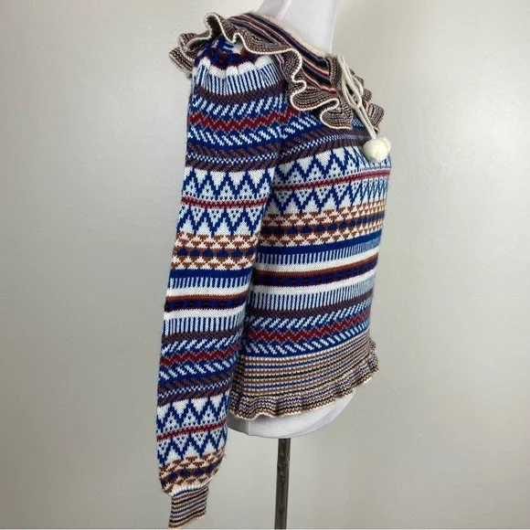 Vintage 70's Patterned Collared Sweater - Picture 3 of 9